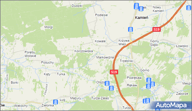 mapa Markowizna gmina Sokołów Małopolski, Markowizna gmina Sokołów Małopolski na mapie Targeo