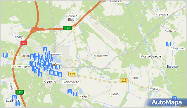 mapa Marszewo gmina Goleniów, Marszewo gmina Goleniów na mapie Targeo