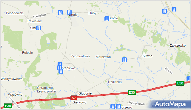 mapa Marszewo gmina Lwówek, Marszewo gmina Lwówek na mapie Targeo