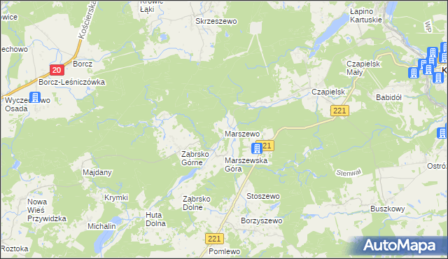 mapa Marszewo gmina Przywidz, Marszewo gmina Przywidz na mapie Targeo