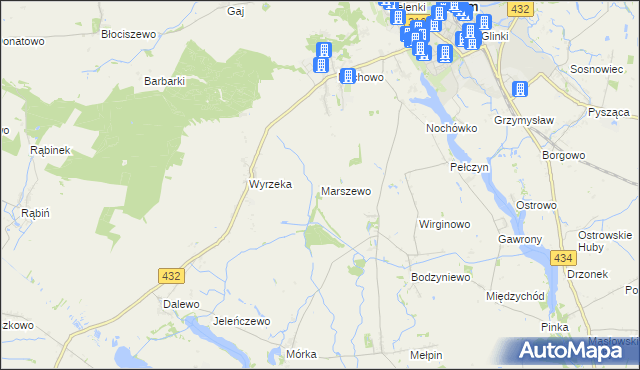 mapa Marszewo gmina Śrem, Marszewo gmina Śrem na mapie Targeo