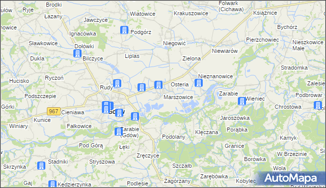 mapa Marszowice gmina Gdów, Marszowice gmina Gdów na mapie Targeo