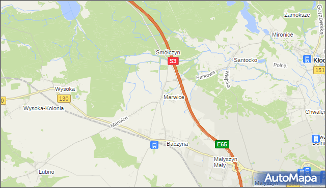 mapa Marwice gmina Lubiszyn, Marwice gmina Lubiszyn na mapie Targeo