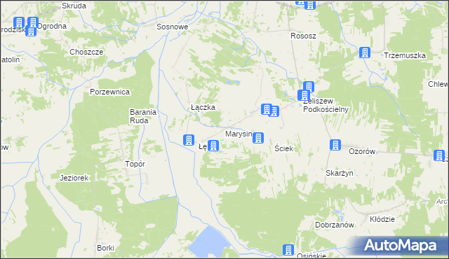 mapa Marysin gmina Kotuń, Marysin gmina Kotuń na mapie Targeo