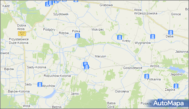 mapa Marysin gmina Potworów, Marysin gmina Potworów na mapie Targeo