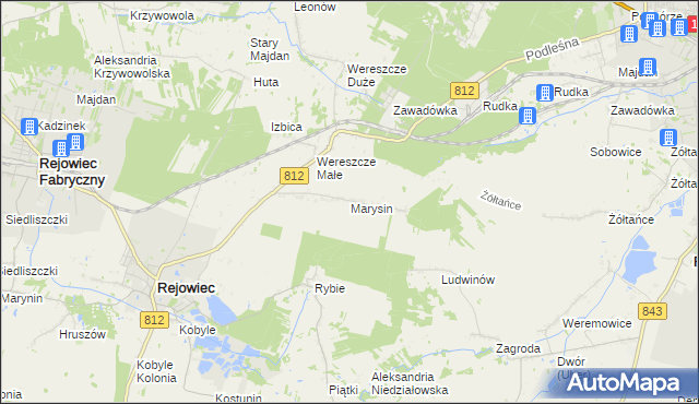 mapa Marysin gmina Rejowiec, Marysin gmina Rejowiec na mapie Targeo