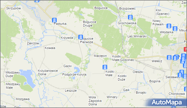 mapa Marzęcin, Marzęcin na mapie Targeo