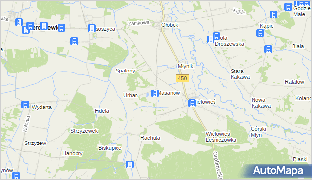 mapa Masanów, Masanów na mapie Targeo
