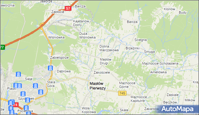 mapa Masłów Drugi, Masłów Drugi na mapie Targeo