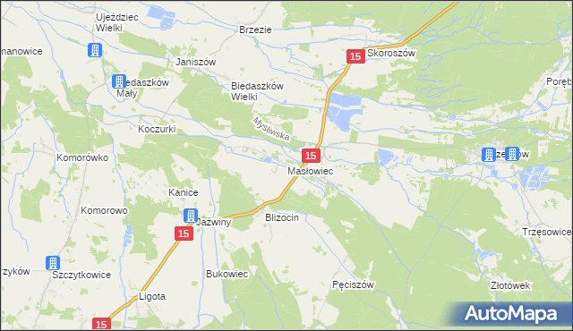 mapa Masłowiec, Masłowiec na mapie Targeo