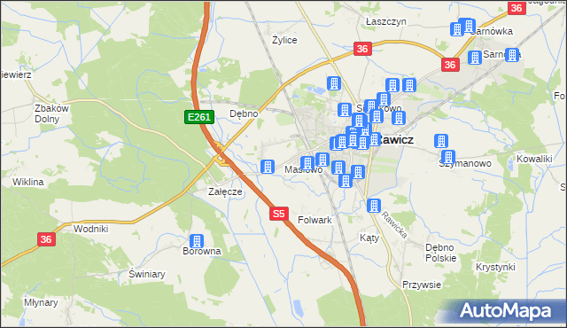 mapa Masłowo gmina Rawicz, Masłowo gmina Rawicz na mapie Targeo