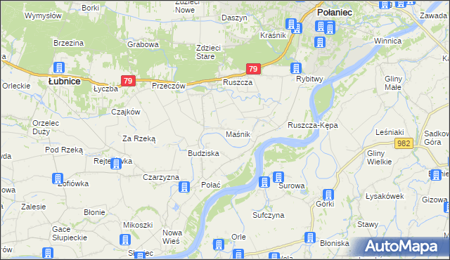 mapa Maśnik, Maśnik na mapie Targeo