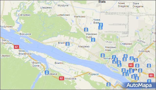 mapa Maszewo gmina Stara Biała, Maszewo gmina Stara Biała na mapie Targeo