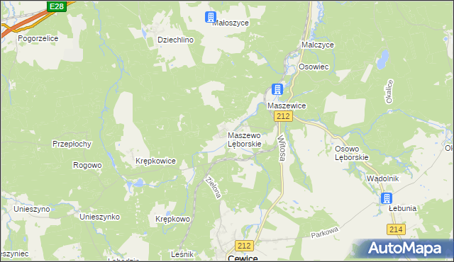 mapa Maszewo Lęborskie, Maszewo Lęborskie na mapie Targeo