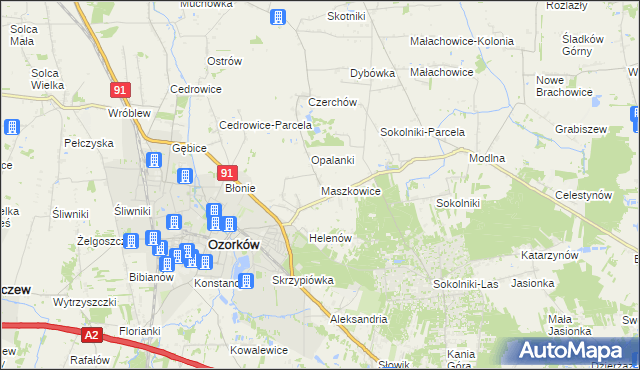 mapa Maszkowice gmina Ozorków, Maszkowice gmina Ozorków na mapie Targeo