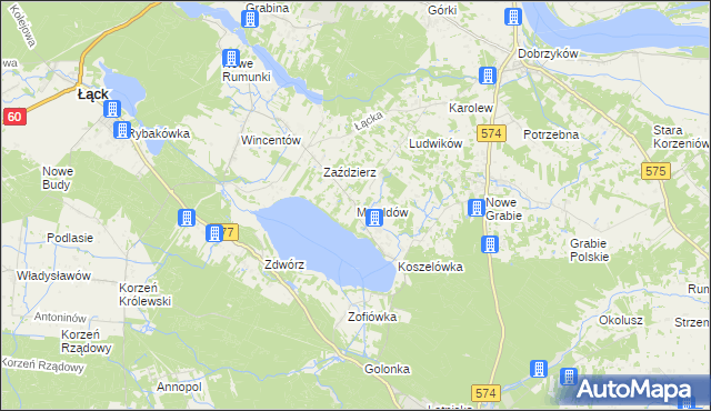 mapa Matyldów gmina Łąck, Matyldów gmina Łąck na mapie Targeo