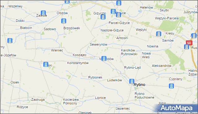 mapa Matyldów gmina Rybno, Matyldów gmina Rybno na mapie Targeo