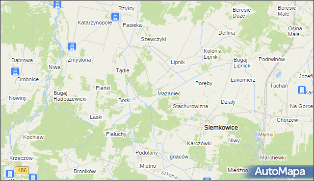 mapa Mazaniec, Mazaniec na mapie Targeo