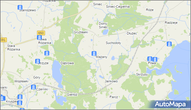 mapa Mażany, Mażany na mapie Targeo