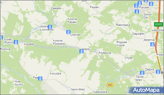 mapa Maziły, Maziły na mapie Targeo