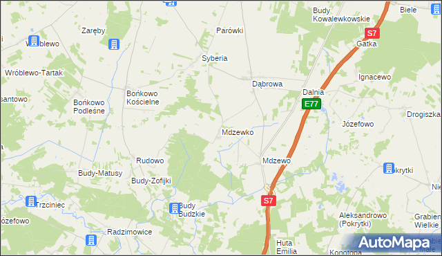 mapa Mdzewko, Mdzewko na mapie Targeo