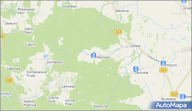 mapa Mechowo gmina Puck, Mechowo gmina Puck na mapie Targeo
