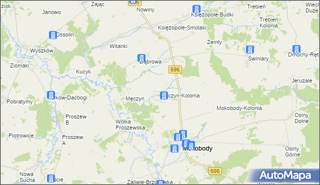 mapa Męczyn-Kolonia, Męczyn-Kolonia na mapie Targeo