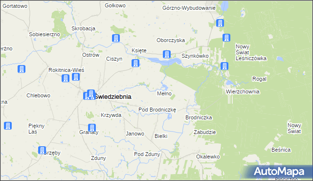 mapa Mełno gmina Świedziebnia, Mełno gmina Świedziebnia na mapie Targeo