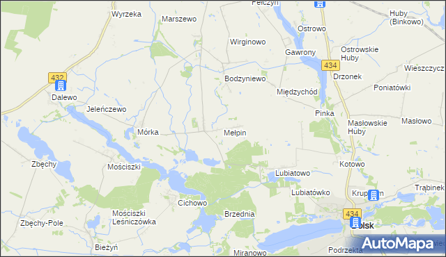 mapa Mełpin, Mełpin na mapie Targeo