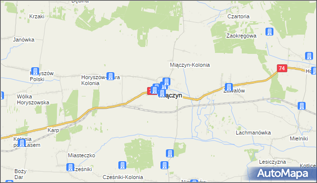 mapa Miączyn powiat zamojski, Miączyn powiat zamojski na mapie Targeo