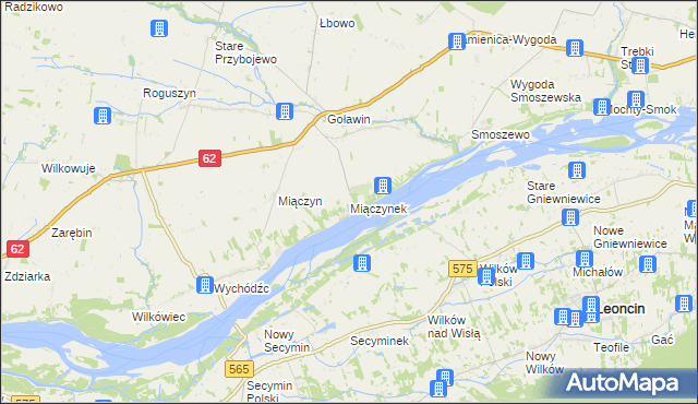 mapa Miączynek, Miączynek na mapie Targeo