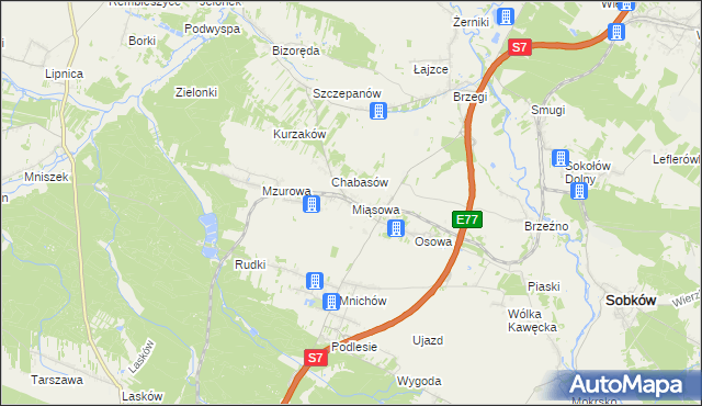 mapa Miąsowa, Miąsowa na mapie Targeo