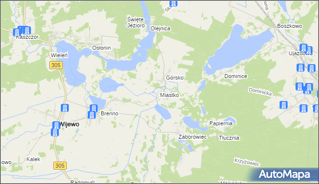 mapa Miastko gmina Wijewo, Miastko gmina Wijewo na mapie Targeo