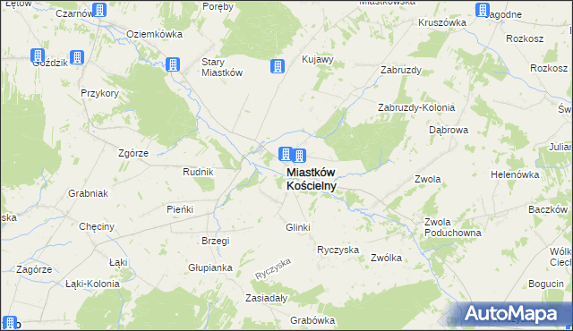 mapa Miastków Kościelny, Miastków Kościelny na mapie Targeo