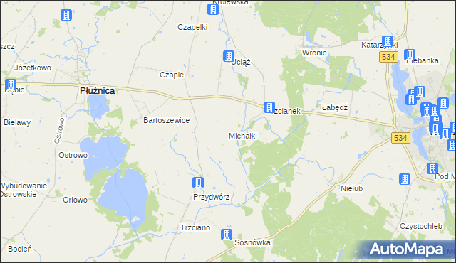 mapa Michałki gmina Ryńsk, Michałki gmina Ryńsk na mapie Targeo