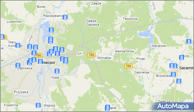 mapa Michałów gmina Koniecpol, Michałów gmina Koniecpol na mapie Targeo