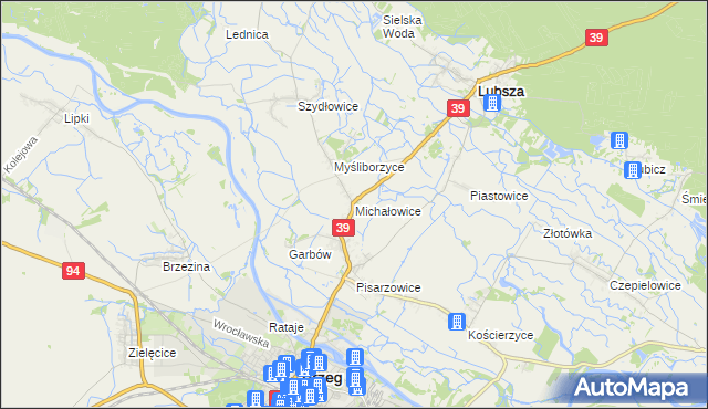 mapa Michałowice gmina Lubsza, Michałowice gmina Lubsza na mapie Targeo