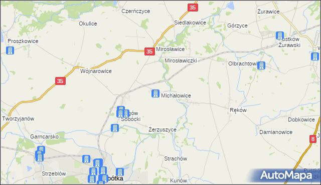 mapa Michałowice gmina Sobótka, Michałowice gmina Sobótka na mapie Targeo