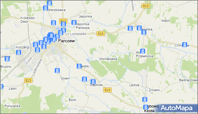mapa Michałówka gmina Parczew, Michałówka gmina Parczew na mapie Targeo