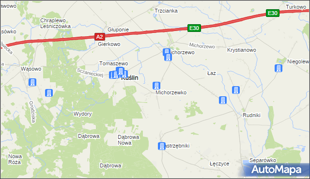 mapa Michorzewko, Michorzewko na mapie Targeo