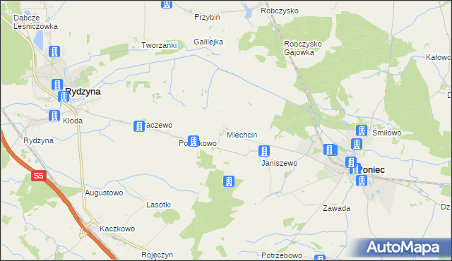 mapa Miechcin, Miechcin na mapie Targeo