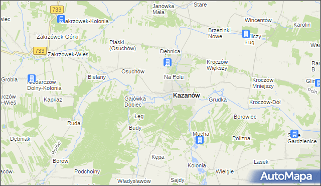 mapa Miechów gmina Kazanów, Miechów gmina Kazanów na mapie Targeo