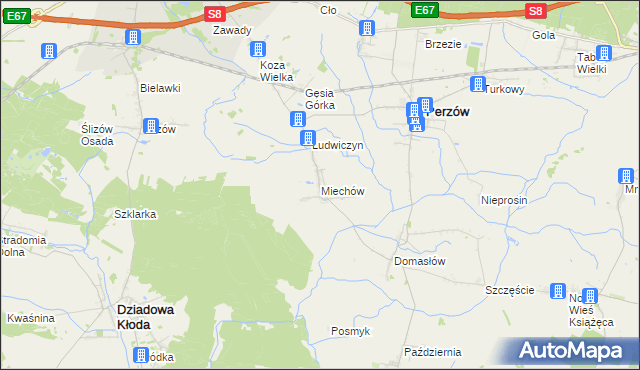 mapa Miechów gmina Perzów, Miechów gmina Perzów na mapie Targeo