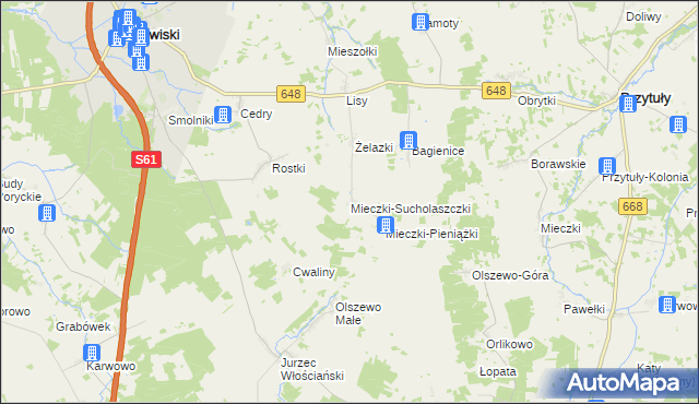 mapa Mieczki-Sucholaszczki, Mieczki-Sucholaszczki na mapie Targeo