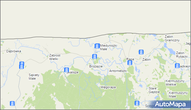 mapa Mieduniszki Wielkie, Mieduniszki Wielkie na mapie Targeo