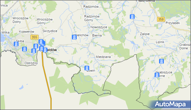 mapa Miedziana gmina Sulików, Miedziana gmina Sulików na mapie Targeo