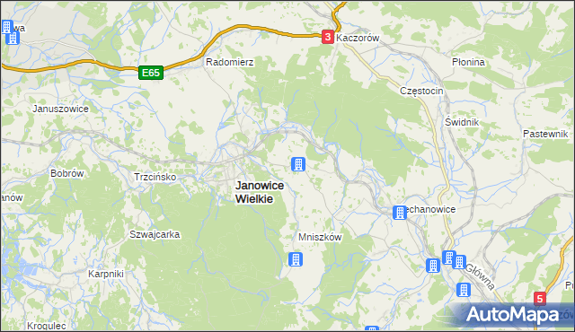 mapa Miedzianka gmina Janowice Wielkie, Miedzianka gmina Janowice Wielkie na mapie Targeo