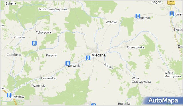 mapa Miedzna, Miedzna na mapie Targeo