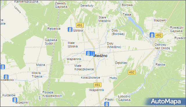 mapa Miedźno powiat kłobucki, Miedźno powiat kłobucki na mapie Targeo