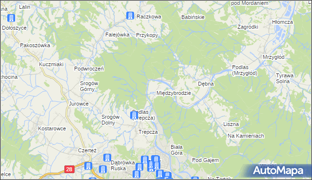 mapa Międzybrodzie, Międzybrodzie na mapie Targeo